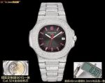 E7 Factory Patek Philippe Nautilus Cal.324 Movement 316L Steel 40mm Diamond Red Second Hand Watch